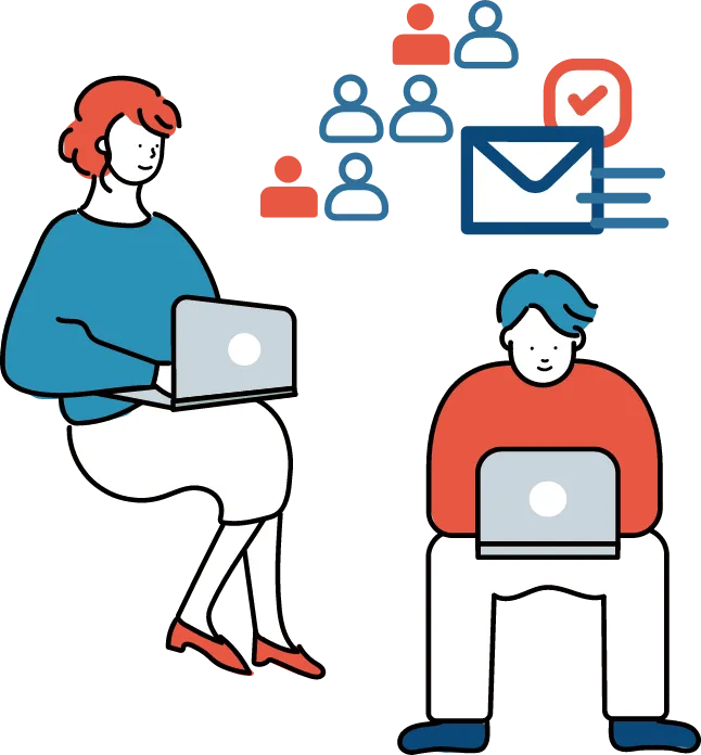 社外の取引先とファイルを共有するイメージイラスト
