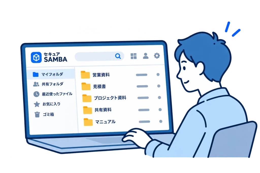 セキュアSAMBAをパソコンで操作するイラスト