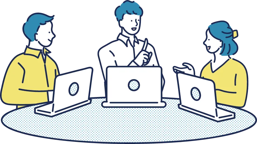 複数のユーザーでクラウドストレージを利用するイラスト