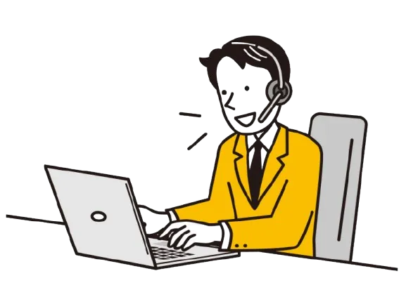クレーム対応を行う電話オペレーターのイラスト