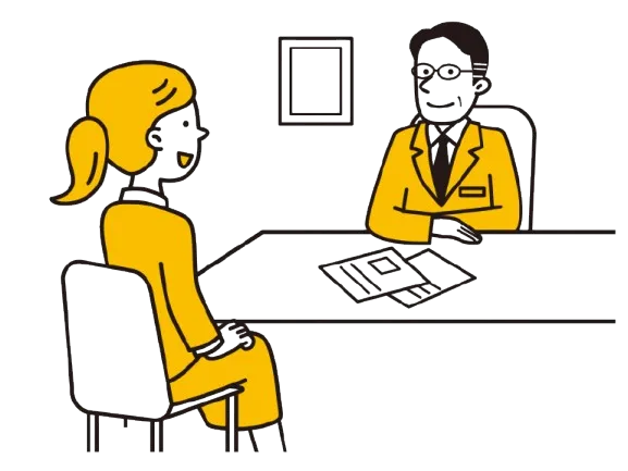 求人応募の電話受付を行うオペレーターのイラスト