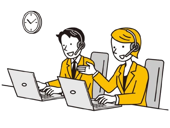 コールセンター業務を行うオペレーターのイラスト